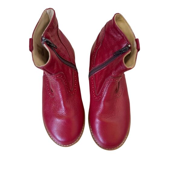 Elephantito Red Leather Zip Up Boots - US Size 1 - Picture 2 of 4